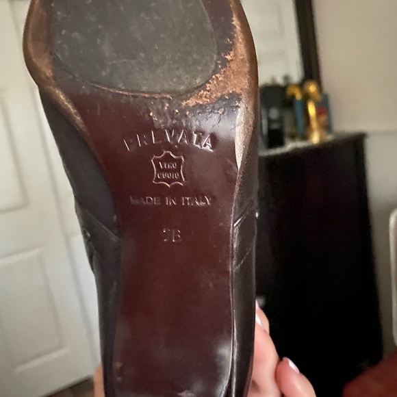 Prevata Brown Leather Studded Mid-Calf Boots Italy - Picture 8 of 9